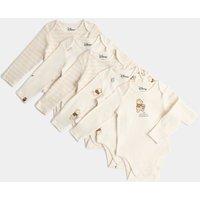 M&S 5 Pack Pure Cotton Winnie the Pooh Bodysuits (0-24 Mths) Ivory