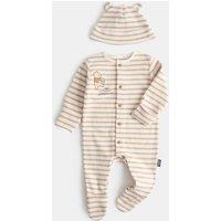 M&S Winnie the Pooh Sleepsuit with Hat (7lbs - 12 Mths) Ivory
