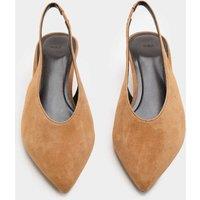 M&S Suede Cone Heel Pointed Slingback Court Shoes Camel