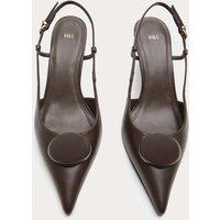 M&S Trim Detail Stiletto Heel Pointed Sling Back Shoes Brown