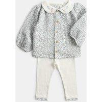 M&S Pure Cotton Peter Rabbit Floral Outfit (1-3 Yrs) Cream