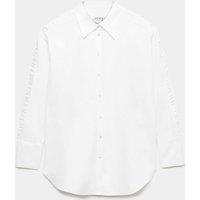 JAEGER Pure Cotton Ruffle Detail Relaxed Shirt White