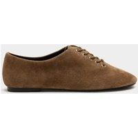 M&S Suede Lace Up Flat Shoes Mink