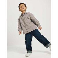 M&S Pure Cotton Brushed Striped Shirt (2-8 Yrs) Grey