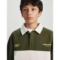 M&S Cotton Rich Rugby Sweatshirt (6-16 Yrs) Khaki