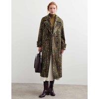 JAEGER Italian Wool Rich Textured Relaxed Coat Green Mix
