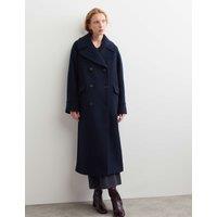 JAEGER Pure Wool Double Breasted Cocoon Coat Navy