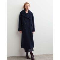 JAEGER Pure Wool Double Breasted Cocoon Coat Navy