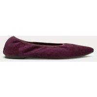 M&S Suede Flat Pointed Toe Ballet Pumps Plum