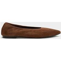 M&S Suede Flat Pointed Toe Ballet Pumps Dark Tan