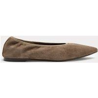 M&S Suede Flat Pointed Toe Ballet Pumps Fawn