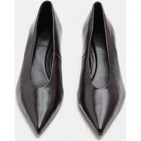 M&S Leather Kitten Heel Pointed Court Shoes Wine