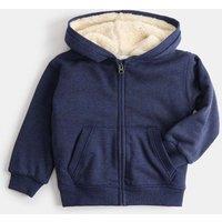M&S Cotton Rich Borg Lined Hoodie (2-8 Yrs) Navy