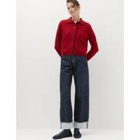 M&S High Waisted Wide Leg Turn Up Jeans Indigo Mix