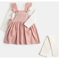 M&S 2 Pack Cotton Rich Dresses with Tights (0-3 Yrs) Pink