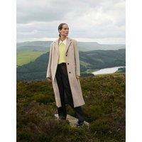 JAEGER Wool With Silk Longline Boyfriend Coat Taupe