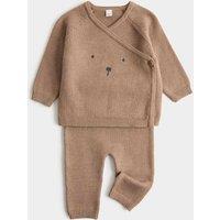 M&S 2 Piece Bear Knitted Outfit (7lbs - 12 Mths) Light Brown
