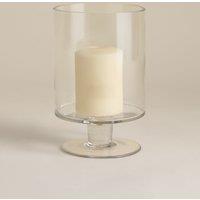 M&S Glass Footed Small Hurricane Candle Holder Clear