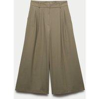 Autograph Wool Blend Tailored Wide Leg Culottes Moss
