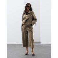 Autograph Wool Blend Tailored Wide Leg Culottes Moss