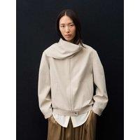 Autograph Wool Blend Tailored Scarf Bomber Jacket Stone