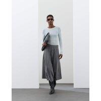 Autograph Pleated Midaxi Full Circle Skirt with Wool Grey