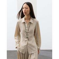 Autograph Lyocell Rich Textured Tie Detail Shirt Beige