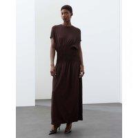 Autograph Jersey Pintuck Maxi Dress Dark Chocolate