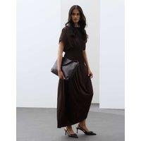 Autograph Jersey Pintuck Maxi Dress Dark Chocolate