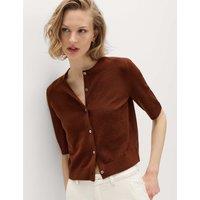 M&S Air-Yarn Button Front Short Sleeve Cardigan Redwood