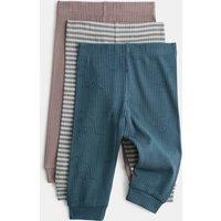 M&S 3 Pack Cotton Rich Dino Leggings (0-4 Yrs) Blue Mix