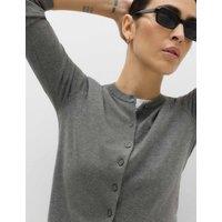 M&S Crew Neck Button Through Cardigan Mid Grey