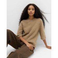 M&S Wool Alpaca Blend Relaxed Knitted Top Spice