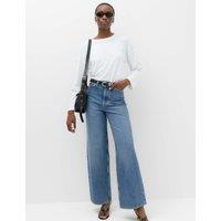 M&S Denim High Waisted Wide Leg Jeans Medium Indigo