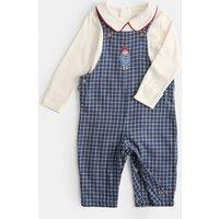 M&S 2 Piece Pure Cotton Paddington Dungaree Outfit (7lbs - 1 Yrs) Light Cream