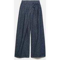 M&S Denim High Waisted Wrap Wide Leg Jeans Indigo Mix