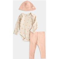 M&S 3pc Pure Cotton Halloween Pumpkin Outfit (0-2 Yrs) Orange Mix