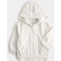 M&S Cotton Blend Plain Zip Hoodie (0-3 Yrs) Grey