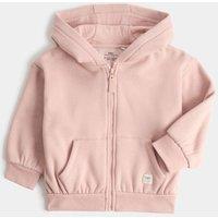 M&S Cotton Blend Plain Zip Hoodie (0-3 Yrs) Pink
