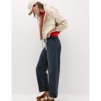 M&S High Waisted Barrel Turn Up Jeans Blue/Black