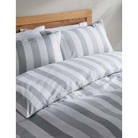 M&S Pure Cotton Signature Stripe Bedding Set Grey Mix
