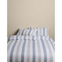 M&S Pure Cotton Signature Stripe Bedding Set Blue Mix