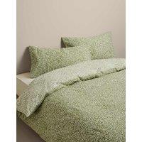 M&S Cotton Blend Willow Leaf Printed Bedding Set Green Mix