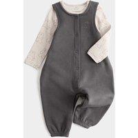 M&S 2 Piece Cotton Rich Jersey Bear Dungarees (0 Mths-3 Yrs) Grey