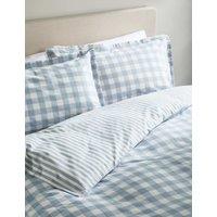 M&S Pure Cotton Gingham Bedding Set Blue Mix