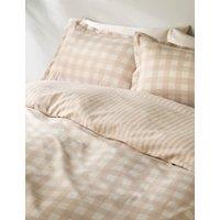 M&S Pure Cotton Gingham Bedding Set Natural Mix