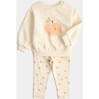 M&S Cotton Rich Halloween Pumpkin Sweat Set (0-3 Yrs) Cream Mix