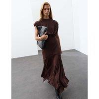 Autograph Slinky Draped Maxi Dress Mahogany