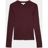 M&S Ribbed Crew Neck Fitted Jumper Burgundy