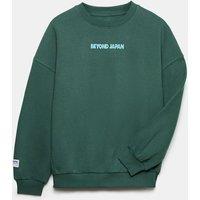 M&S Cotton Rich Graphic Sweatshirt (6-16 Yrs) Forest Green